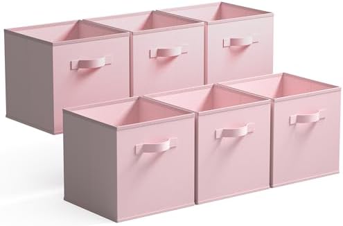 GRANNY SAYS 13x13 Cube Storage, Pink Storage Cube Organizer Bins, 6-Pack by GRANNYSAYS