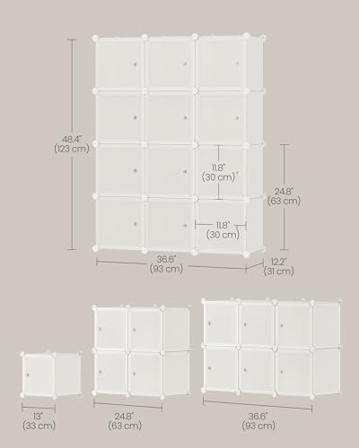 SONGMICS 12 Cube Storage Organizer with doors，Plastic stackable cube shelf - Image 2