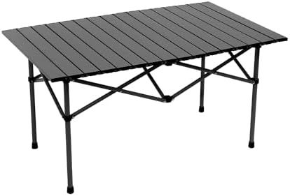 Wind Tour Portable Camping Table Folding Side Table Aluminum Lightweight Table with Carry Bag for Outdoor Cooking Hiking Picnics BBQ Travel (37.4 * 22.4 * 19.7Inches,Black) by Wind+Tour