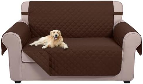 U-NICE HOME Loveseat Sofa Cover for 2 Cushion Couch, Brown by U-NICEHOME