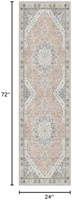 Madane Washable Runner Rug 2x6 Runners for Hallways Non Slip, Pink/Gray - Image 2