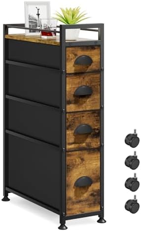 LASZOLA Narrow Cabinet Slim Storage Cart for Bathroom Small Space, Brown by LASZOLA