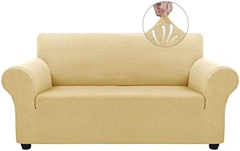 Asnomy Stretch Couch Covers Washable,loveseat Cover Slipcovers,Champagne by Asnomy