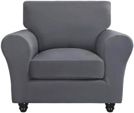 SearchI Stretch Sofa Cover Couch Covers, 2 Piece Armchair Slipcover with Separate Chair Cushion Cover, Washable Furniture Protector for Living Room(Armchair, Grey) by SearchI