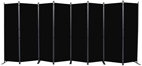 Room Divider, 8 Panel Folding Privacy Screens with Wider Feet, Black by CHOSENM