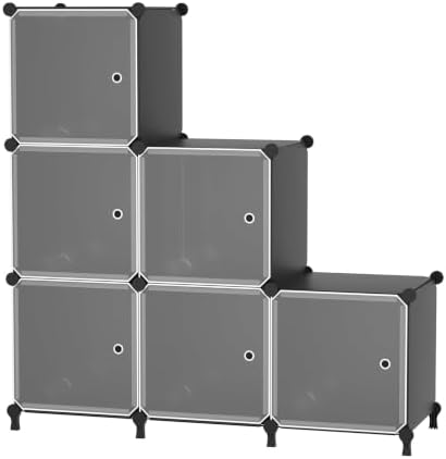 6Cube Storage Organizer Modular Stackable with Doors Black by ATTDETJLbyATTDETJLHOME