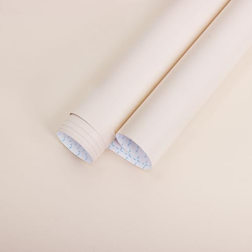 Peel and Stick Wallpaper Solid Color Nude Contact Paper Matte Wall Paper for Bedroom Bathroom Beige Wallpaper Removable Self-Adhesive Kitchen Wall Decor Vinyl Roll 17.3" x 394" by Micpolo