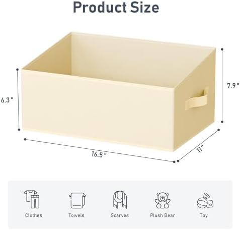 DIMJ Closet Storage Bins 6 Pack - Fabric Storage Baskets for Shelves, Large Clothes Organizers with Handles, Trapezoid Shelf Organization Storage Cubes for Purse, Toys, Books, Towel, Clothes - Image 2