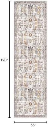 Madane Hallway Runner Rug 3x10 Washable Kitchen Runners 10ft, Brown/Gold - Image 2