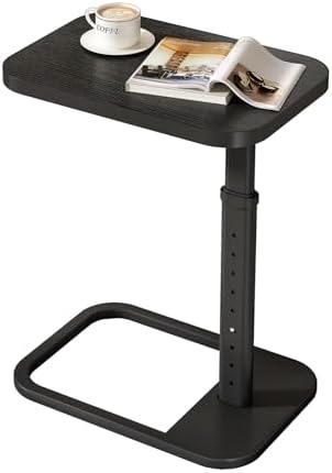Kitstorack Adjustable Height C-Shaped End Table, 9-Level Side Table with Thickened Metal Rounded Edge, Couch Table Slides Under Sofa or Bed, Eating, Working, TV Tray Table for Small Spaces, Black by Kitstorack