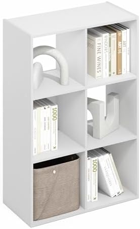 Furinno PELLI Book Shelf, 3x2 Bookshelf, Cube Storage Organizer Cabinet, 11.6 x 24.2 x 35.9, for Living Room, Bedroom, Home Office, Plain White by Furinno-FitsYourSpaceFitsYourBudget