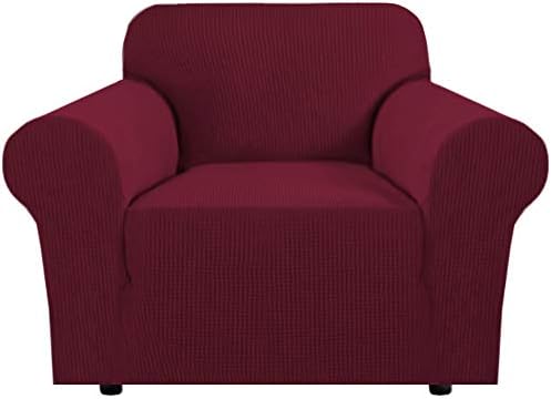H.VERSAILTEX Armchair Cover High Stretch Sofa Slipcover 1 Piece Couch Covers for Sofa Small Couch Cover Durable Spandex Fabric Non Skid Machine Washable(Armchair 31"-40", Burgundy Red) by HVERSAILTEX
