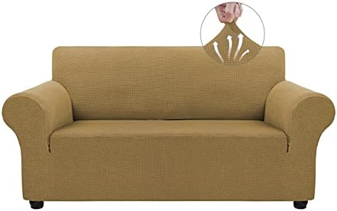 Asnomy Stretch Couch Covers Washable, loveseat Cover Slipcovers,Light Brown by Asnomy