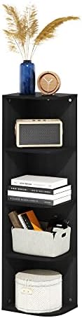 Furinno Pasir 4-Tier Corner Open Shelf Bookcase, Blackwood by Furinno-FitsYourSpaceFitsYourBudget