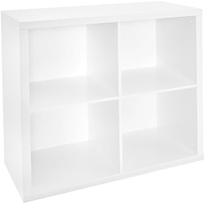 ClosetMaid 4 Cube Storage Shelf Organizer Bookshelf with Back Panel, Easy Assembly, Wood, White Finish by Unknown