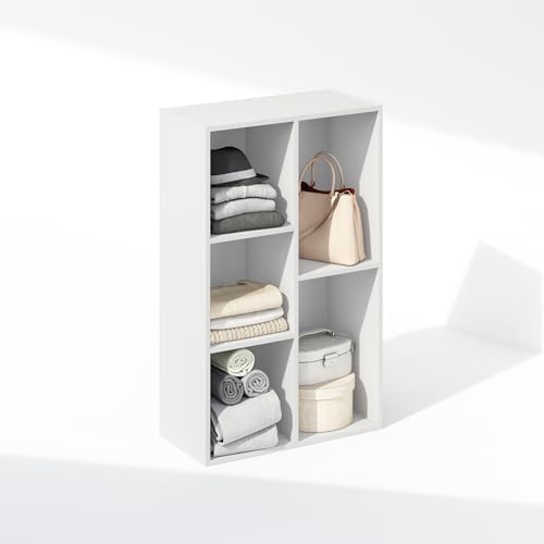 Furinno Reed Closet Organizers and Storage, 5-Cube Reversible Closet Shelves, Closet Organization Shelf, 9.4 x 19.5 x 31.5, for Bedroom, Closet, White - Image 3
