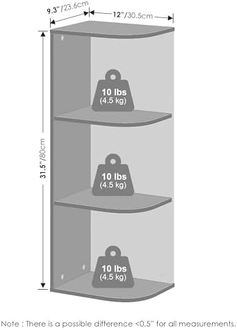 Furinno Reed Corner Shelf, 3-Tier Corner Bookshelf, Book Shelf, Corner Shelves, Storage Rack, for Organization and Storage, Home Office, Living Room, French Oak - Image 3