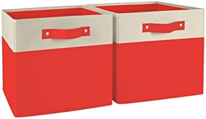 RiverRidge Two-Tone Folding Storage Bins - 2-pack of 10in Tall Red Cubes by RiverRidgeHome