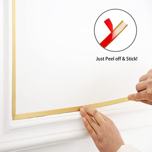 Trimold Matte Gold Molding Trim Peel and Stick, Flexible Mirror Border Design, Wall Ceiling Floor Cabinet Tile Edge Moulding, 5m x 0.66cm - Image 3