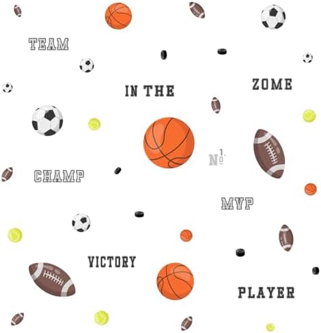 Sports Wall Decals, Basketball and Football Wall Stickers, Peel and Stick Removable DIY Inspirational Wall Decor for Boys Bedroom Classroom Kid's Nursery Room Playground - Image 2