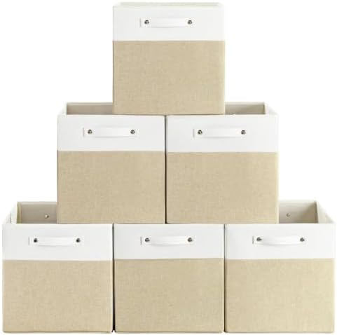 FinishingBo 13x13x13 Storage Cube Bins 6 Pack, Cube Shelf Baskets by SimplifySpaceSimplifyLife