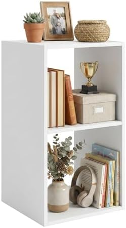 WannabeMyself【Sturdy Build&Easy Assembly】 2 Cube Storage Organizer with Anti-Tipping Kits,Reversible Open Back Book Shelf, Bookcase for Living Room,Bedroom,Entrance Hall,Office,12.2×11.4×24.1,White by WannabeMyself