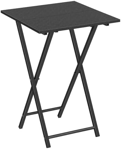 HOOBRO Folding TV Tray Table, Wooden TV Tray, Portable Sofa Side Table, Industrial Snack Table End Table for Small Spaces, Space-Saving, Easy to Install and Fold, Black BB27BZ01 by HOOBRO