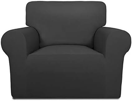 PureFit Super Stretch Chair Covers Fleece Couch Covers for Sofa Dark Gray by PureFit