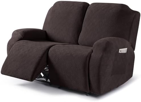 VANSOFY Stretch Recliner Loveseat Cover, Slipcover, Chocolate, 2 Seater by VANSOFYFURNITURECOVERS