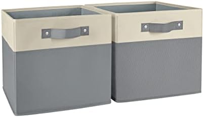 RiverRidge Two-Tone Folding Storage Bins - 2-pack of 10in Tall Gray Cubes by RiverRidgeHome