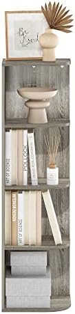 Furinno Pasir 4-Tier Corner Open Shelf Bookcase, French Oak - Image 5