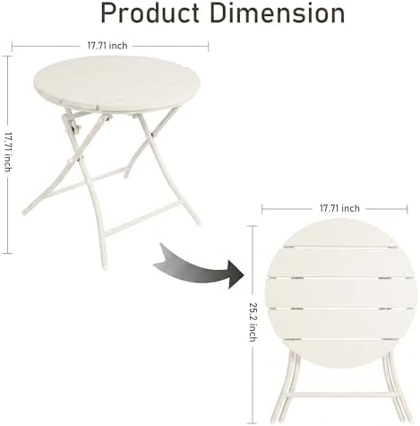 TeoKJ Folding Outdoor Side Tables, HDPS Small Patio Table - Image 2