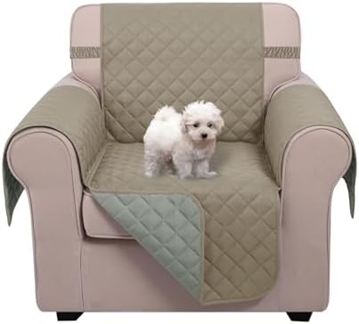 U-NICE HOME Reversible Recliner Chair Covers, Khaki/Light Grey by U-NICEHOME