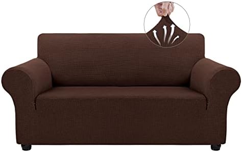 Asnomy Stretch Couch Covers Washable, loveseat Cover Slipcovers,Chocolate by Asnomy