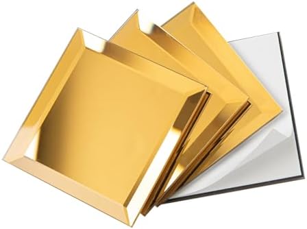 Lovdeco Peel and Stick 3 Inch Gold Mirror Backsplash, Square Tile for Kitchen Bathroom (32 Sheets, 2 SQ.FT.) by Lovdeco