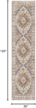 Madane Hallway Runner Rug 2'6''x10' Kitchen Runners Vintage, Turmeric/Grey - Image 2