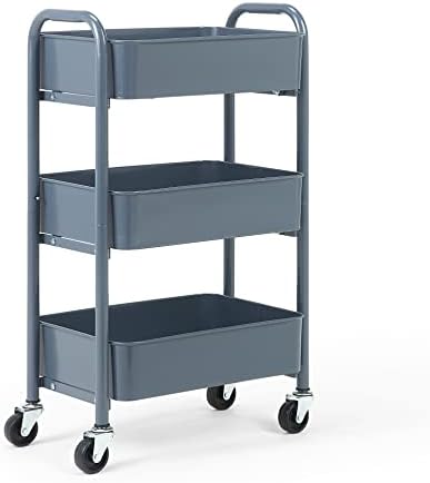 SunnyPoint 3-Tier Delicate Compact Rolling Metal Storage Organizer - Mobile Utility Cart Kitchen/Under Desk Cart with Caster Wheels - Blue (15.35" X 10.24" X 26.8"H) - Image 5