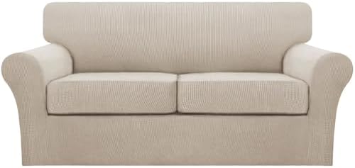 Turquoize 3 Piece Sofa Covers for 2 Cushion Couch Sofa Slipcover Soft Couch Cover for Dogs-Washable Sofa Furniture Covers with 2 Individual Cushion Covers, Feature Fabric (2 Cushion Sofa,Island Fossi) by Turquoize