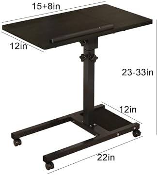 TigerDad Mobile Adjustable Height Laptop Stand PC Computer Portable Notebook Swivel Laptop Desk Rolling Table Desk Cart Tiltable with Wheels Casters& Mouse Pad Table - Image 4