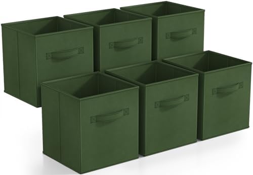 Sorbus Fabric Storage Cubes, 6-Pack Foldable Bins (11 Inch, Dark Green) by Sorbus