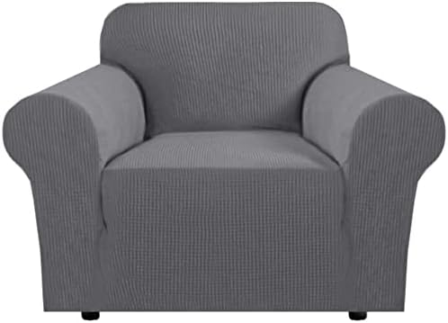 H.VERSAILTEX Stretch Chair Slipcover Sofa Cover Furniture Protector Cover High Spandex Small Checks Knitted Jacquard Sofa Cover Chair Covers for Living Room (Armchair 31"-40", Grey) by HVERSAILTEX