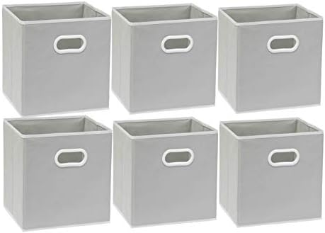 Simple Houseware 11-Inch Foldable Cube Storage Bins with Handles, Gray - Image 6