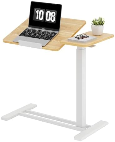 SANODESK 28''Overbed Table Gas Spring Lifting with Wheels&Tilting Desktop by sanodesk