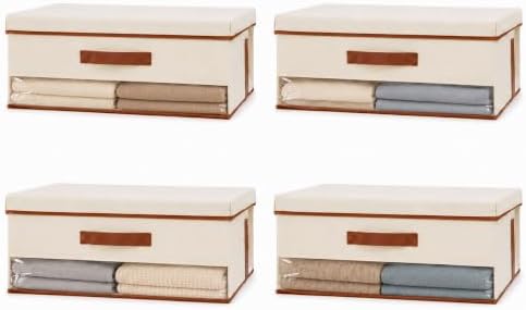 4 Pack Fabric Storage Bins with Lids, 26L Each, Clear Window Foldable Closet Organizers for Clothes, Blankets and Bedding by Unknown