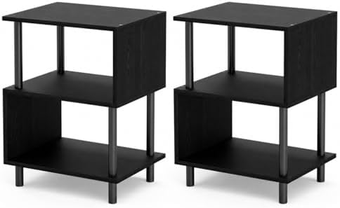 Frylr Side Table, Night Stand and End Table with Reinforced Metal Frame, 44 lb Capacity on Each Tier and Leveling Feet for Bedroom, Bedside, Living Room and Small Spaces, Black by Frylr