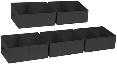 DIMJ Trapezoid Storage Bins for clothes - 5 Packs Closet Organizers and Storage Baskets, Foldable Closet Baskets with Handles and Divider, Closet Storage Bin Toybox for Shelves Living Room Bedroom by DiMJ