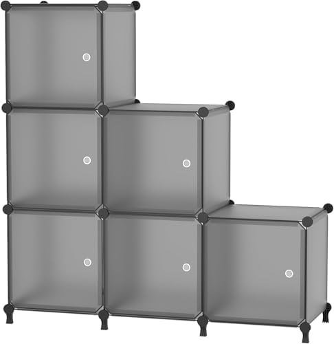 6Cube Storage Organizer Modular Stackable with Doors Grey by ATTDETJLbyATTDETJLHOME