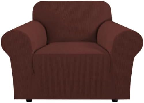 H.VERSAILTEX Stretch Chair Slipcover Sofa Cover Furniture Protector Cover High Spandex Small Checks Knitted Jacquard Sofa Cover Chair Covers for Living Room (Armchair 31"-40", Burnt Brick) by HVERSAILTEX