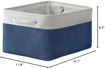 TheWarmHome Storage Bins for Shelves - 1 Pack 15.7x11.8x8.3 inch Fabric Storage Cubes, Storage Basket for Organizing Gift Laundry Cloth Toy Room (White & Jean Blue) - Image 7