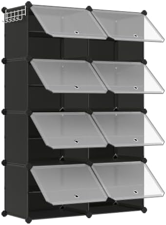 SONGMICS Shoe Rack, 8-Tier with Doors, 32-Pair Storage Cabinet by Unknown